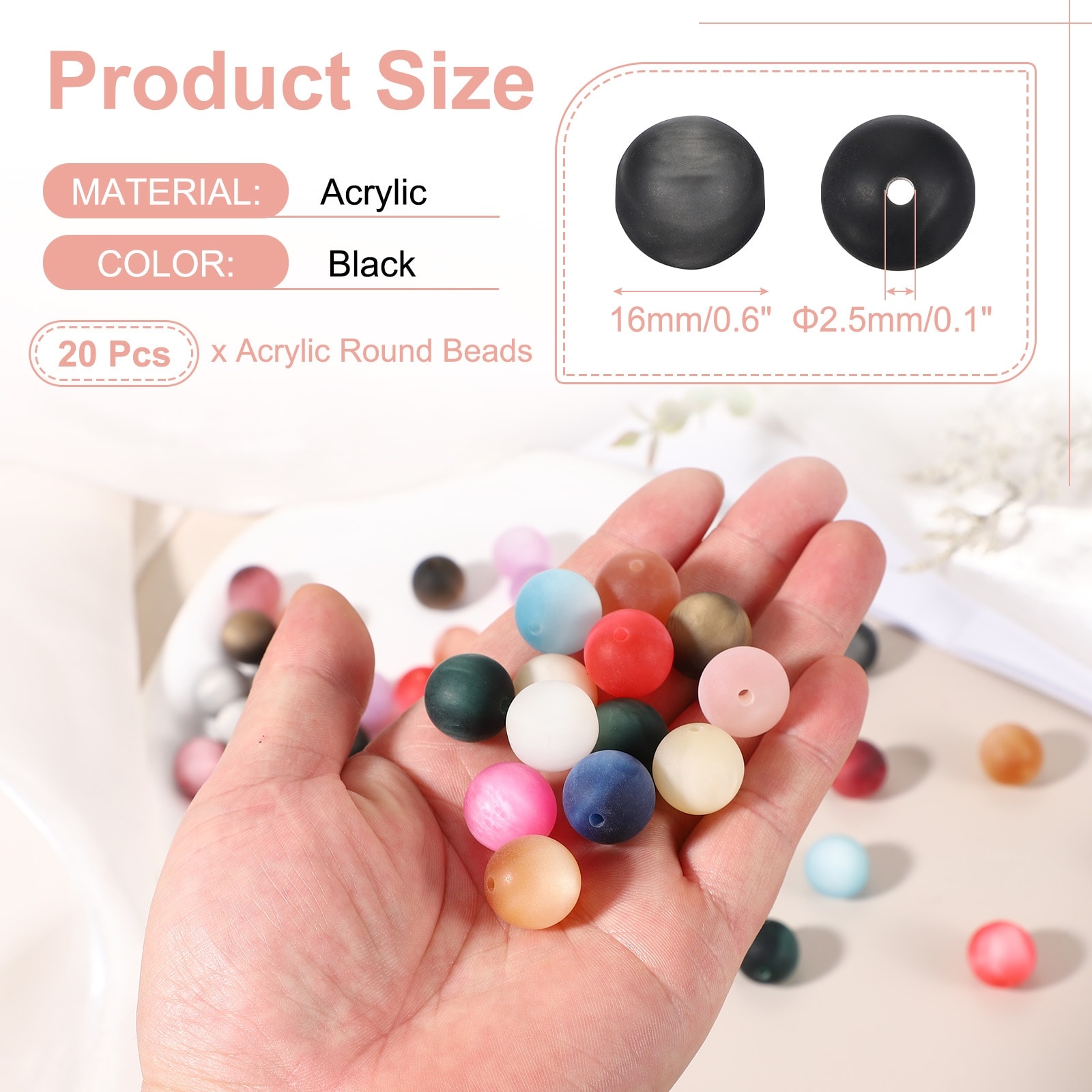 Acrylic Round Beads, Loose Beads for Jewelry Making