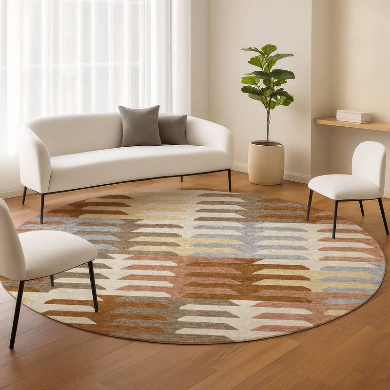 Machine Washable Indoor/ Outdoor Modern Stacks Chantille Rug