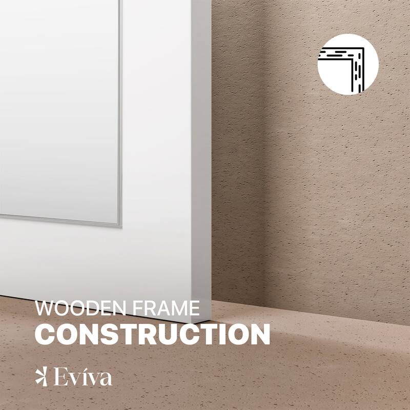 Eviva Sun 60" x 30" Rectangular White Wooden Framed Mirror