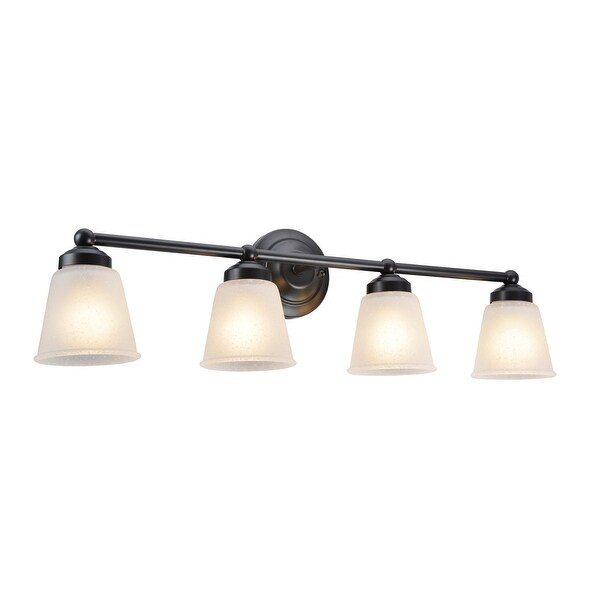 Frosted Glass Oil Rubbed Bronze Four Globe Bathroom Vanity Light Bar Fixture 
