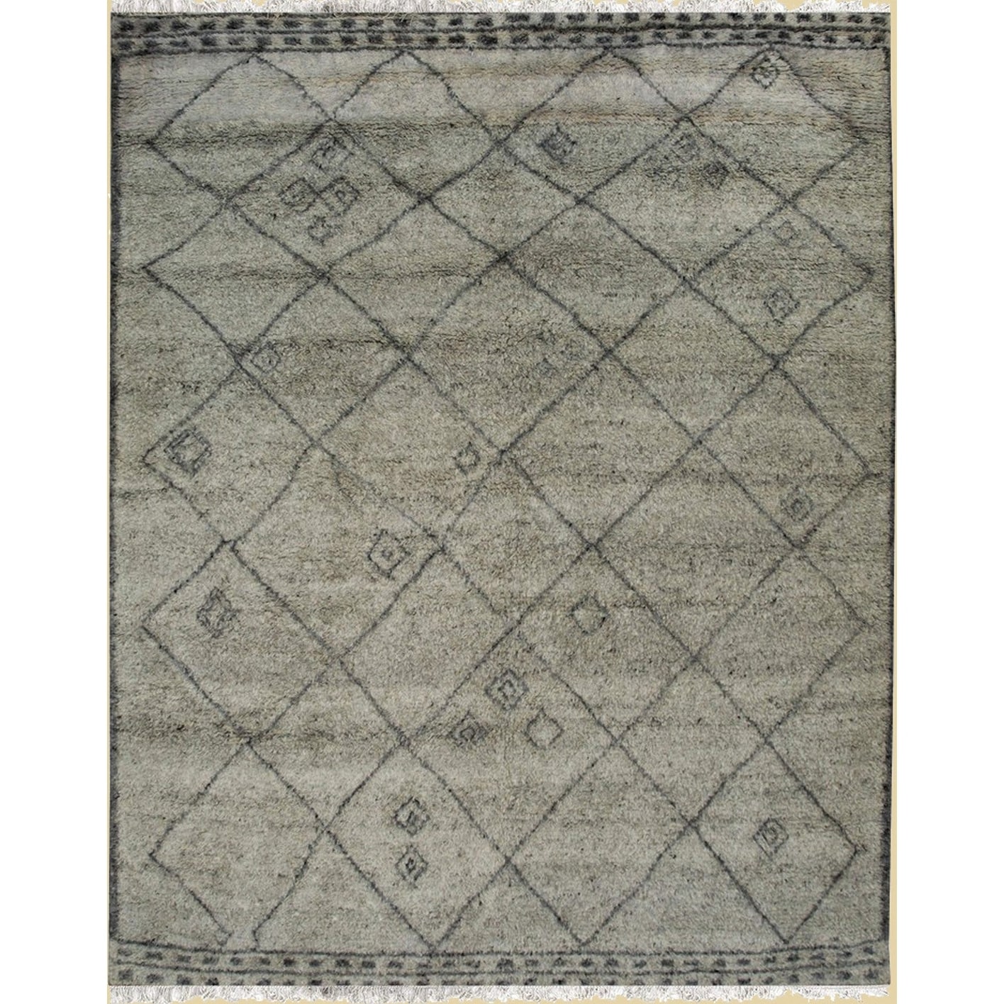Home Decor EORC Hand-Knotted Wool Modern Moroccan Rug, Beige Stylish & Luxurious Area Rug for Adding Contemporary Elegance
