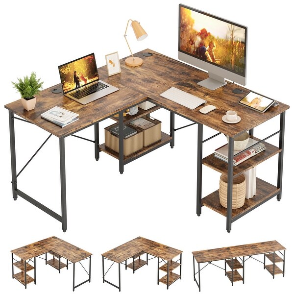 86.6 Inch L Shaped Desk Reversible Corner Office Computer