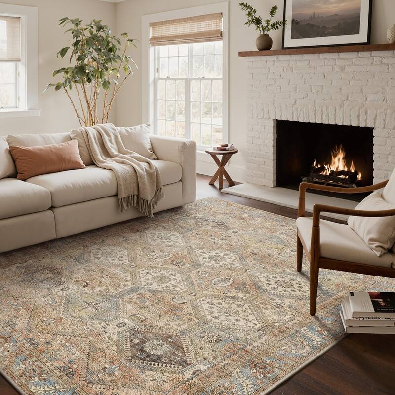 Mcow Vintage Wood-Tone Low-Pile Washable Non-Slip Area Rug - 6' x 9' - Wood/Brown - Rectangle