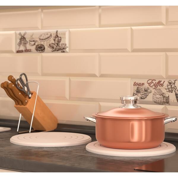 Diatomite Stone 7" Hot Plate Trivet 2 Piece Set - N/A - White