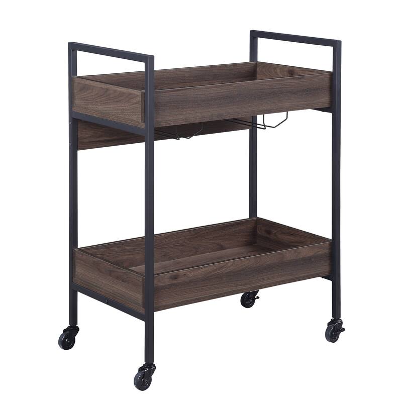 Jerrick Walnut & Black Finish Serving cart