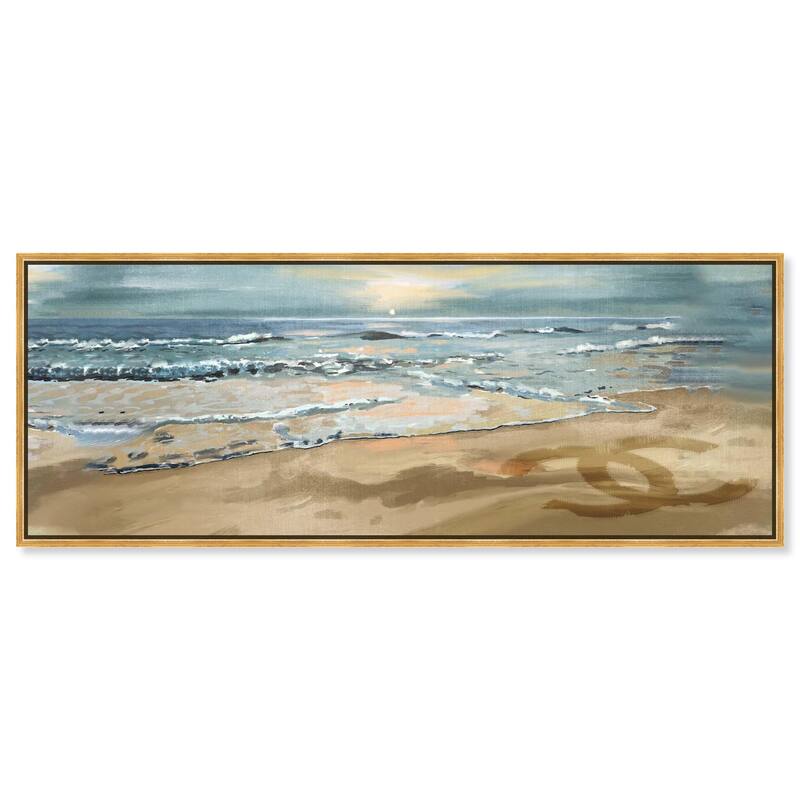 Relaxing Time at Beach Panoramic Canvas by Art Remedy - Gold - 54" x 20"