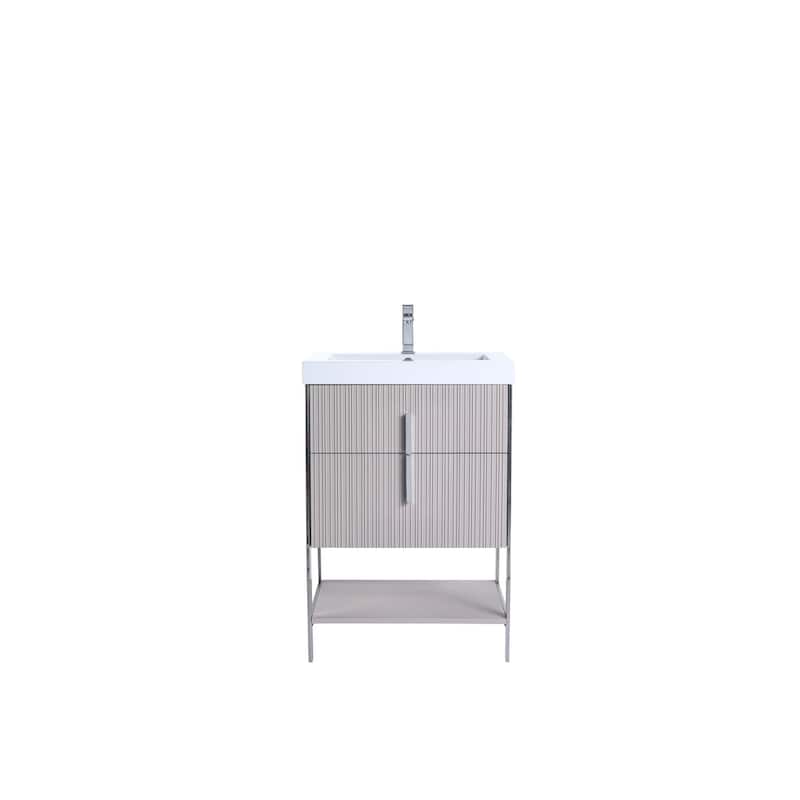Fine Fixtures Serenity Modern Bathroom Vanity with White Gel Acrylic Top