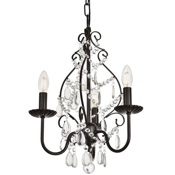 slide 2 of 8, Elegant Lighting Blaise 3 Light 15" Crystal Chandelier Oil Rubbed Bronze