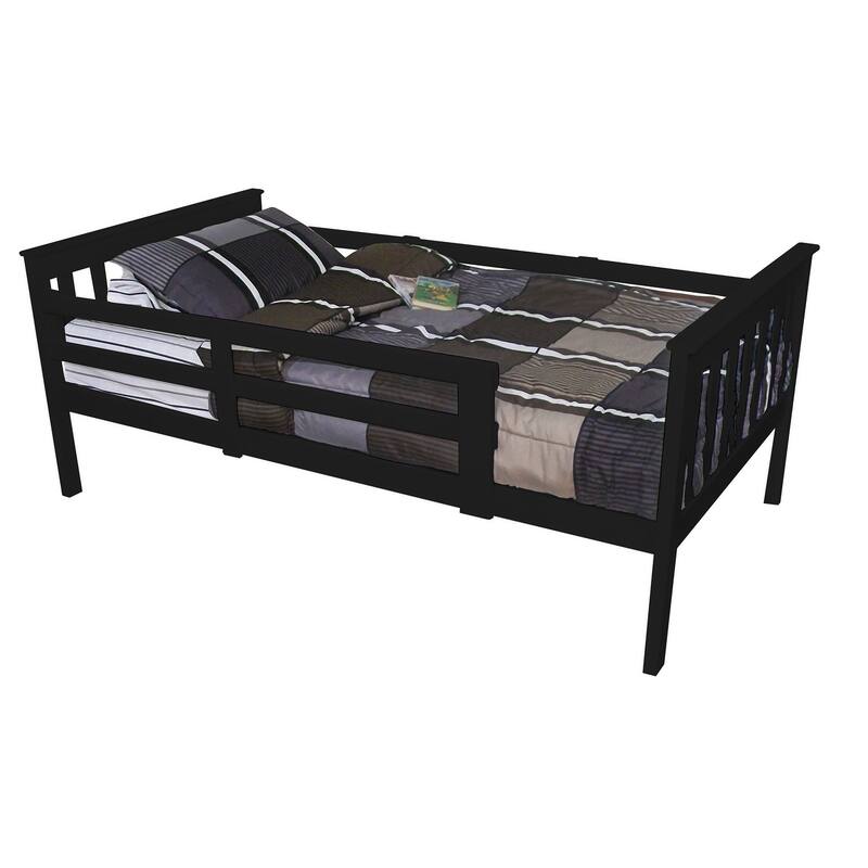 Pine Twin Mission Bed with Safety Rails - Black