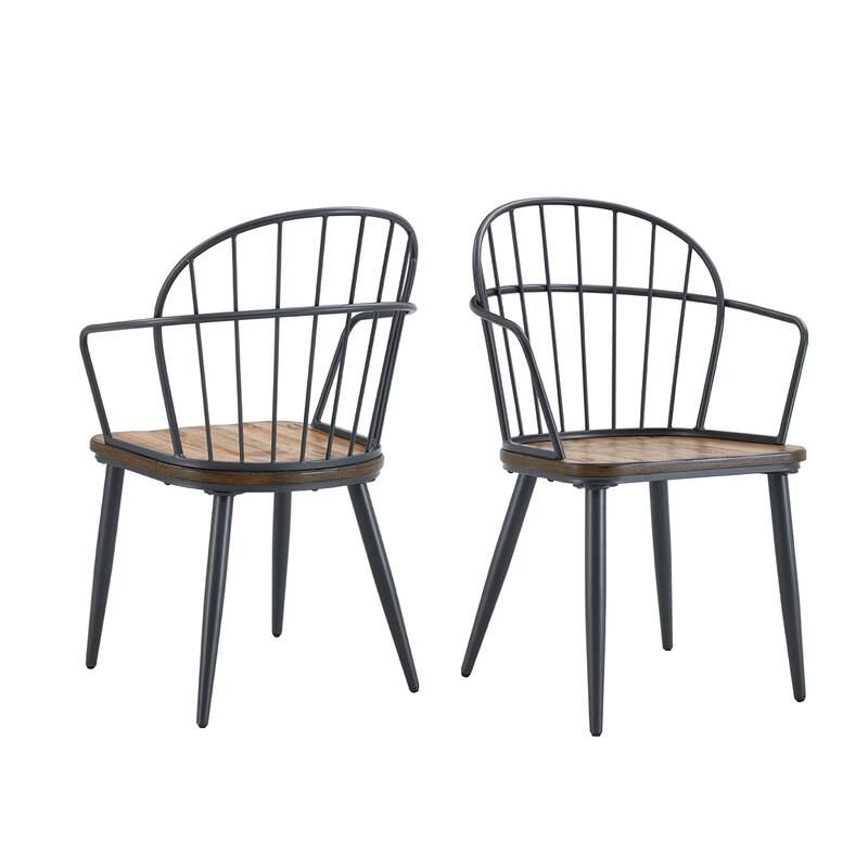 Indoor Dining Chair With Metal Legs (Set of 2) - Black,Natural