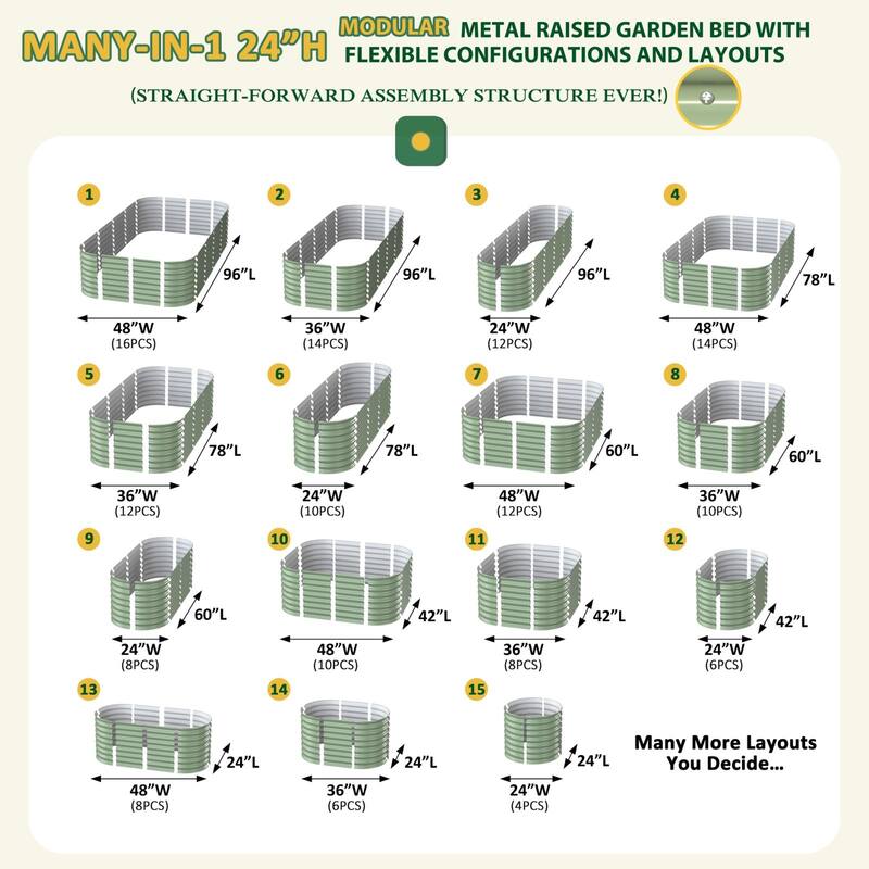 VEIKOUS 24''H Galvanized Raised Garden Bed, Durable Outdoor Planter Box with Rust-Resistant Steel