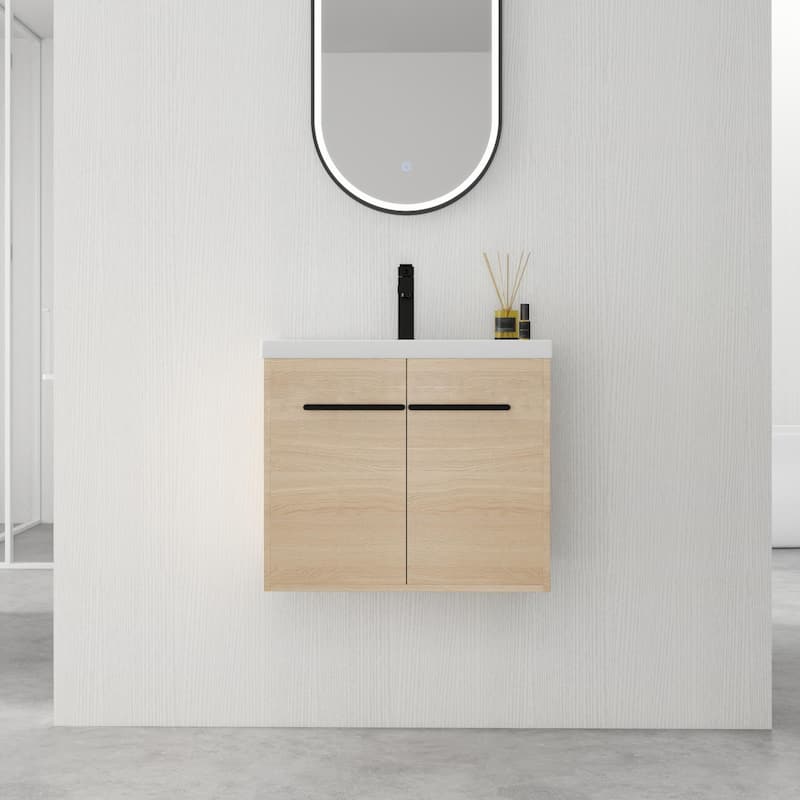 BNK 16"/20"/24"/30"/36" Single Sink Bathroom Vanity with Soft Close Door and Shelf - 24''W - Beige