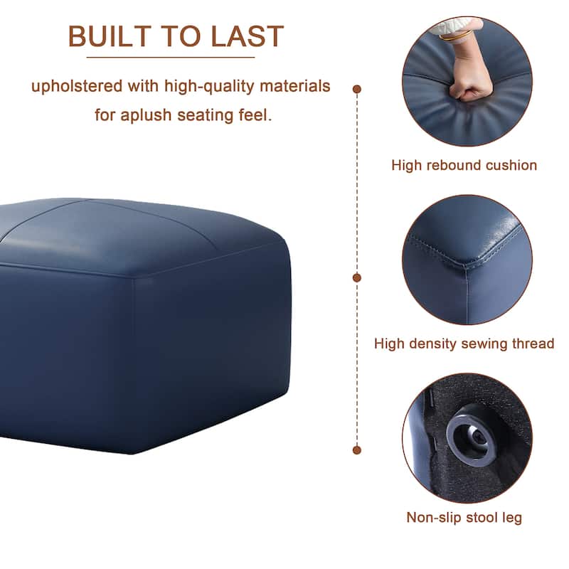 Elliot 22"/ 35"/ 43" W Modern Rectangular Genuine Leather Ottoman