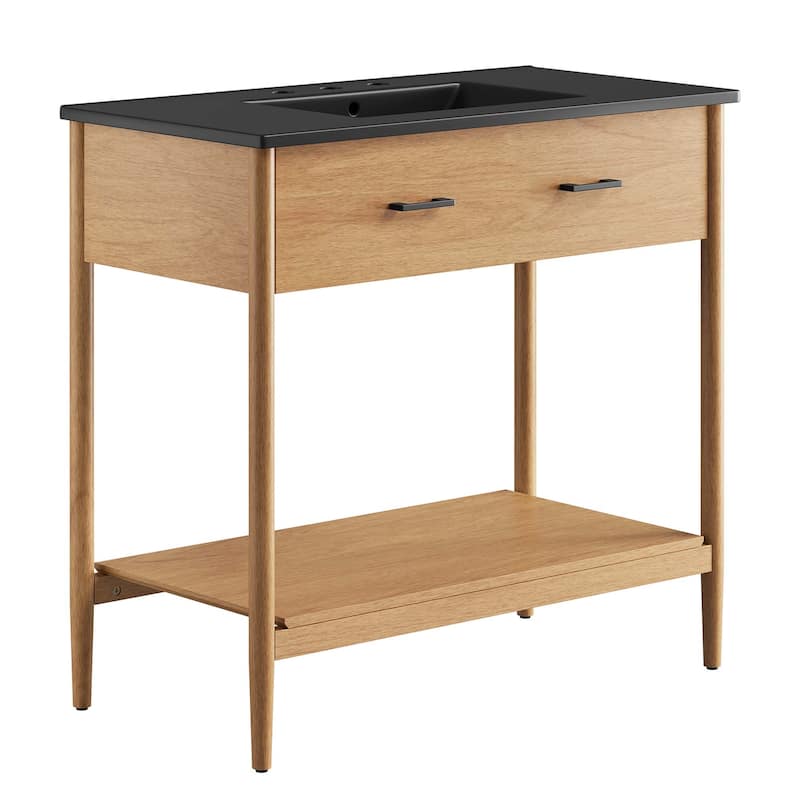 Zaire 18"/24"/30"/36"/48" Bathroom Vanity with Black Sink Top