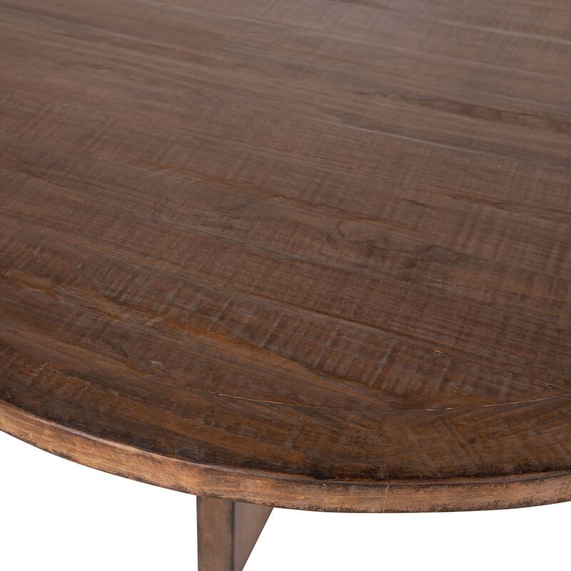 Landon Round Reclaimed Pine Natural Finish Dining Table with Cross Base