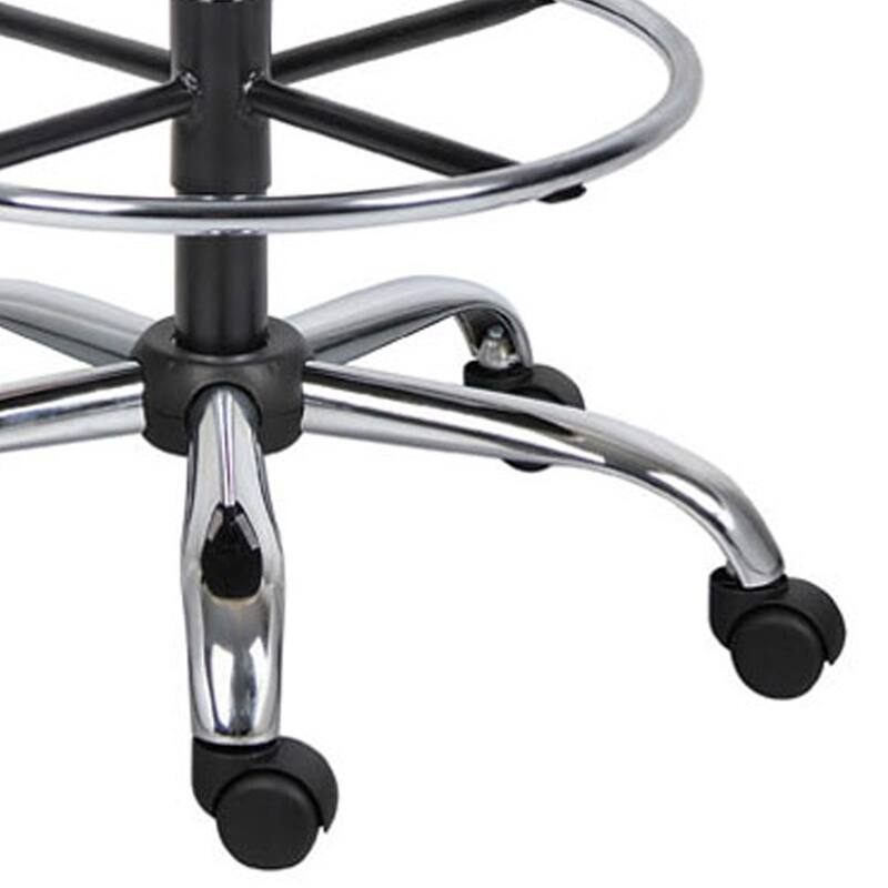 Fea Medical Drafting Stool, Round Black Vinyl, Chrome Footring