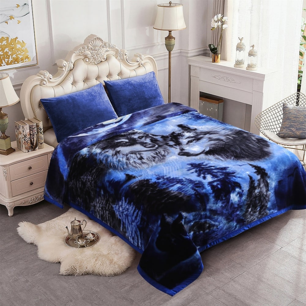 Floral & Animal 2-Ply Heavy Raschel Blanket 85" X 95"