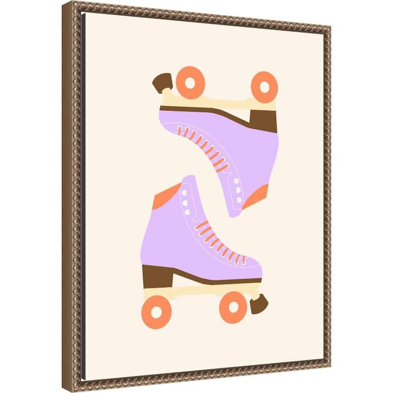Lavender Retro Roller Skates by Artprink (16 x 20 in.), Framed Canvas Wall Art Print