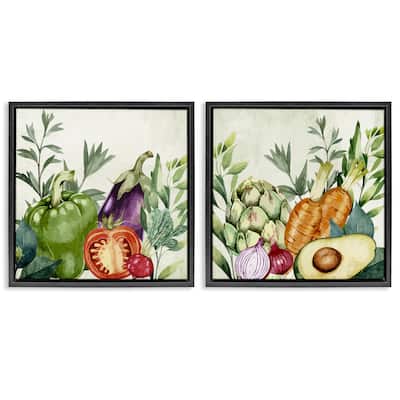 Stupell Country Harvest Vegetables Framed Floater Canvas Wall Art Design By Kim Allen (Set of 2)