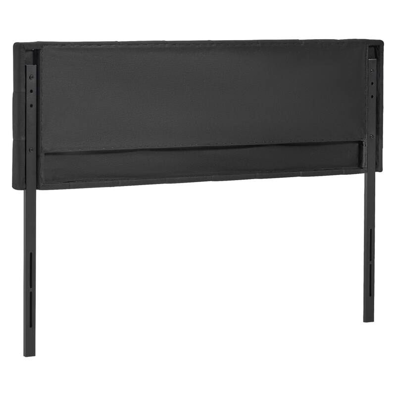 Black Linen Fabric Diamond Tufted Queen Size Headboard with Adjustable Height and Steel Frame