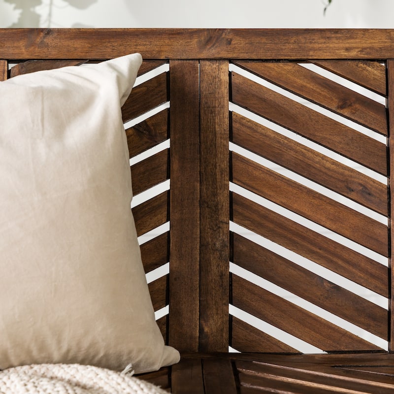 Walker Edison Acacia Wood Outdoor Chevron Love Seat
