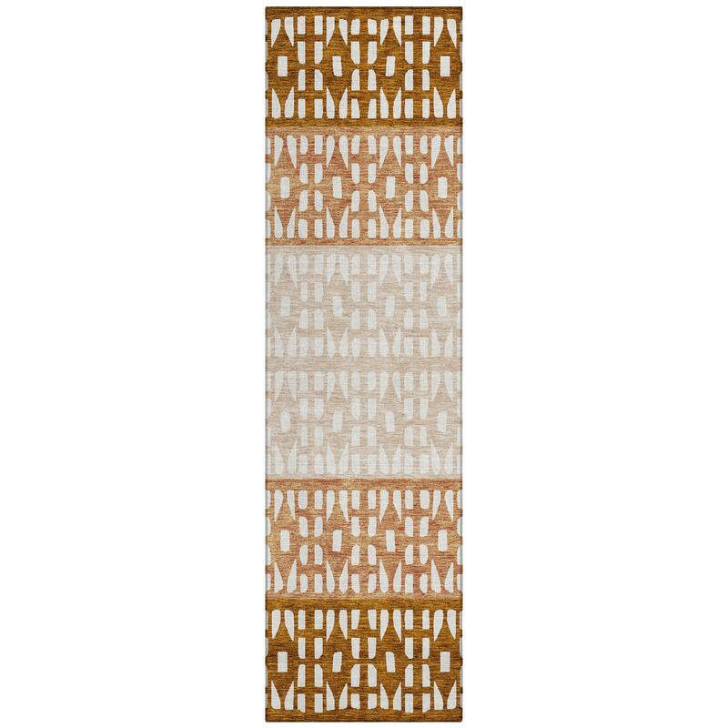 Machine Washable Indoor/ Outdoor Stripe Geo Chantille Rug