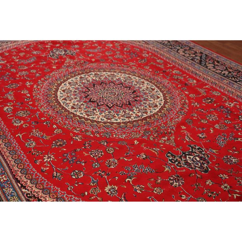 Red Medallion Tabriz Turkish Area Rug Machine Made Carpet - 9'7"x 13'0"