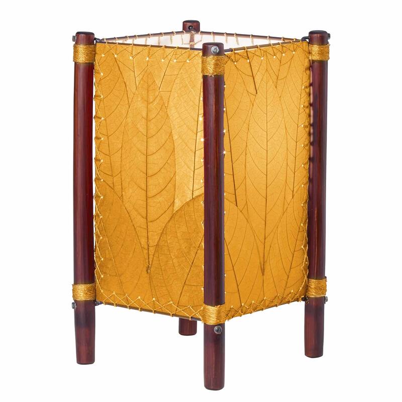 Eangee Handmade Fortune Table Lamp, Cocoa Leaves Shade, 9 x 9 x 15 in.