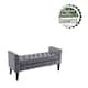 Porthos Home Brett Velvet Storage Bench with Rubberwood Legs