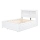 preview thumbnail 9 of 22, Full Size Platform Bed Frame with Trundle, Storage Drawers, USB Ports, and Shelves for Bedroom, Easy to Assemble, White