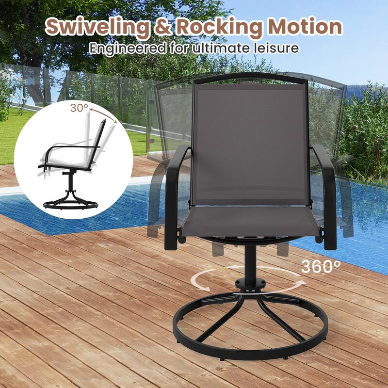 Gymax Patio Swivel Chairs Set of 4 w/ High Back & Round Metal Base for