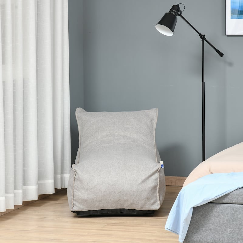 HOMCOM Bean Bag Chair, Large Foam Stuffed lounger Indoor Furniture with Washable Cover, Side Pockets and Backrest, Grey