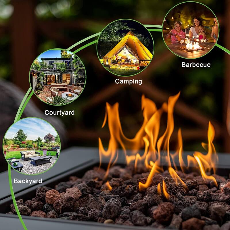 50,000BTU Outdoor Propane Gas Rattan & Wicker-Look Fire Pit Table