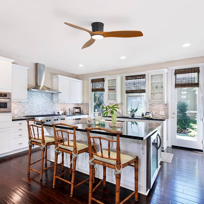 52 Inch Smart Ceiling Fan Light Remote 3 ABS Blades 18W Dimmable LED Energy Saving Reversible DC Motor