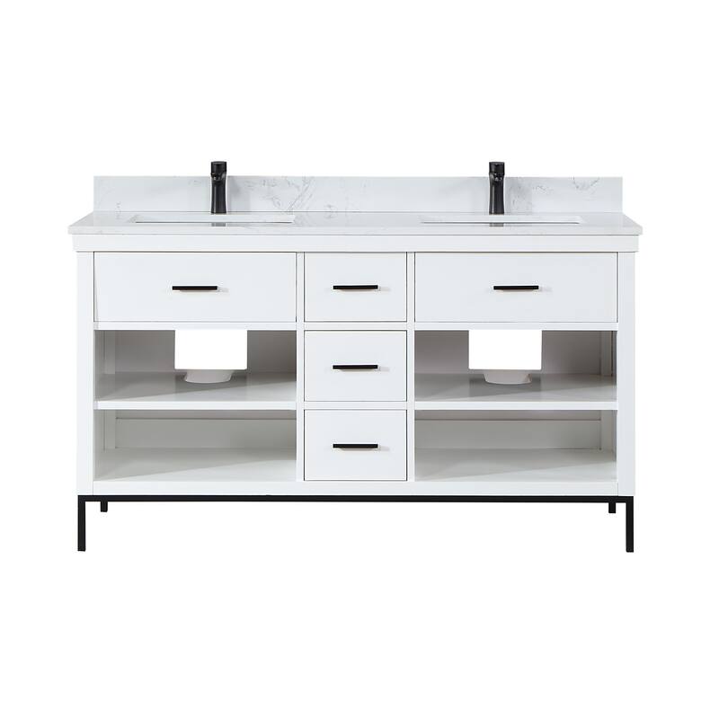 Altair Kesia Bathroom Vanity with White Composite Stone Top without Mirror