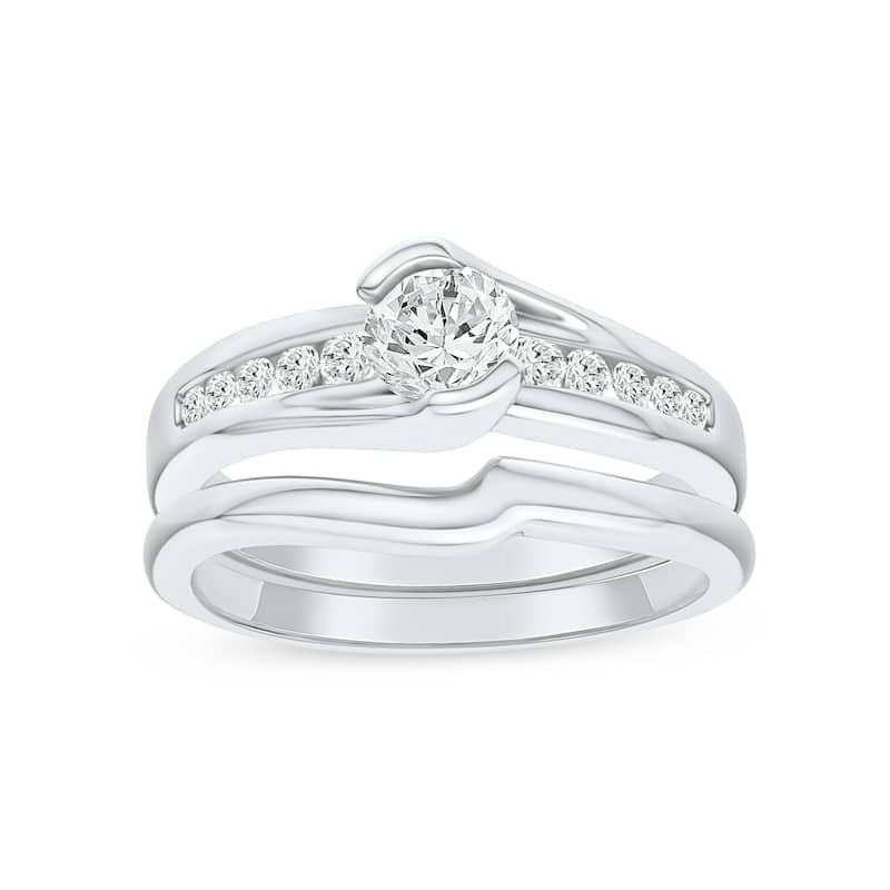 1/2 ct TDW Dimaond Bypass Bridal Set in Silver for Women