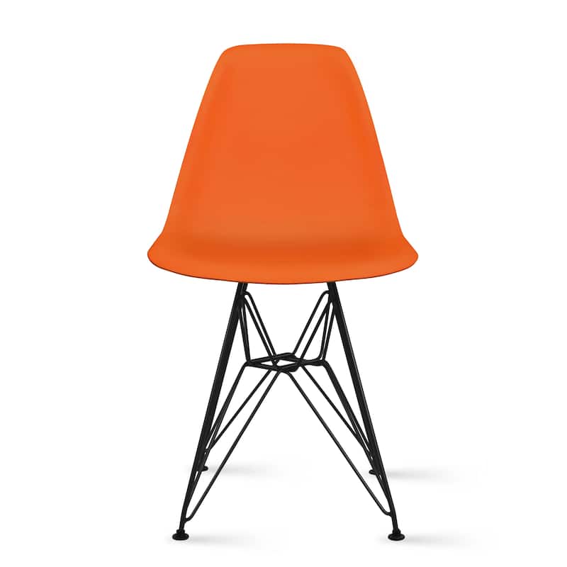 Modern Color Pyramid Seat Height DSW Molded Armless Plastic Dining Room Chairs Black Wire Eiffel Dowel Legs