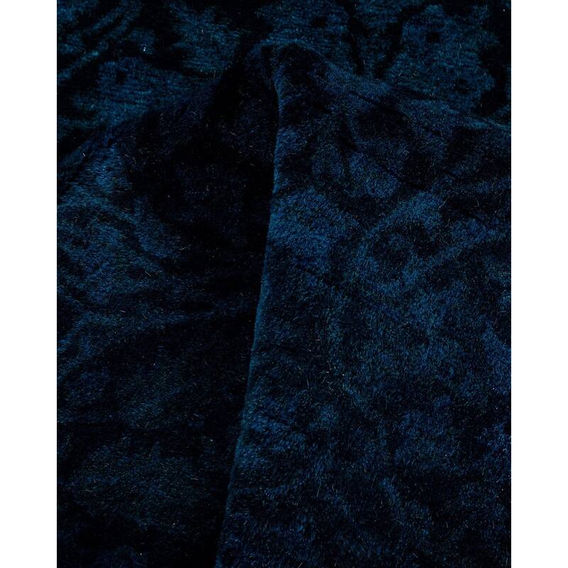 Overton Hand Knotted Wool Vintage Inspired Modern Contemporary Overdyed Black Runner Rug - 2' 7" x 18' 9"