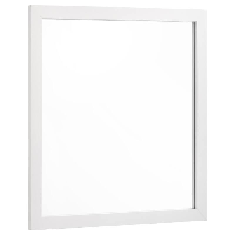 Dle Rectangular Dresser Mirror, Flush Frame, Flat Glass, White Wood