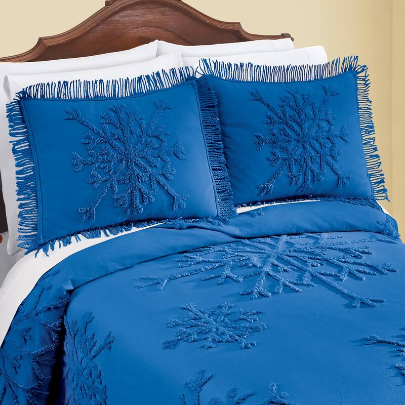 Tufted Snowflake Chenille Fringe Border Pillow Sham