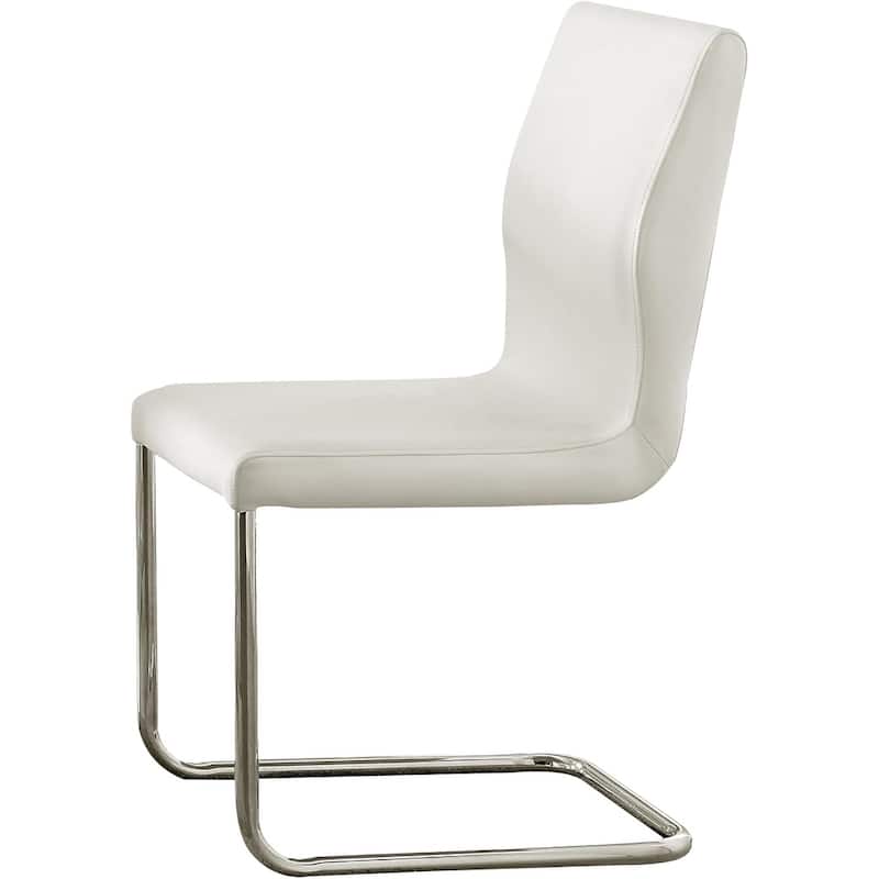 Contemporary White Finish Padded Side Chairs Set