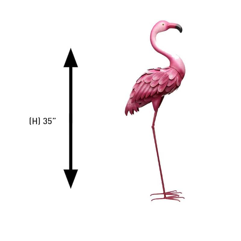 Southern Patio 35 in. H Pink Metal Lawn Flamingo