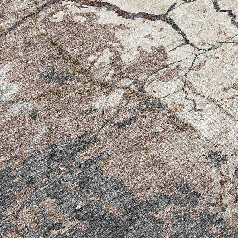 Machine Washable Indoor/ Outdoor Modern Crackle Chantille Rug