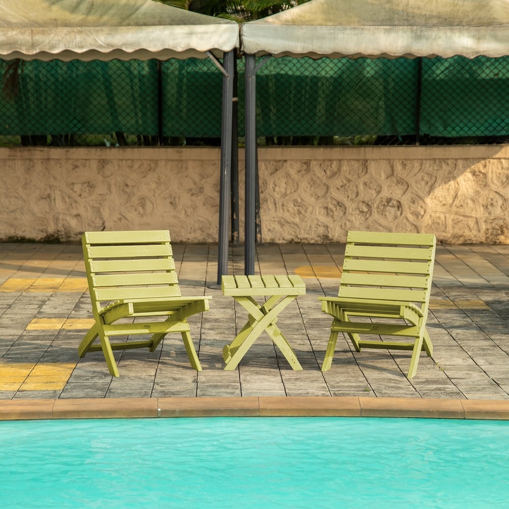 Grandcourt Quick Assembly All-Weather Outdoor Folding Patio Chair and Table Set - 3-piece