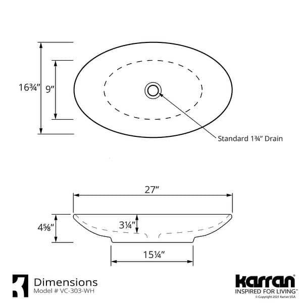 Karran Valera 27" Vitreous China Vessel Bathroom Sink in White