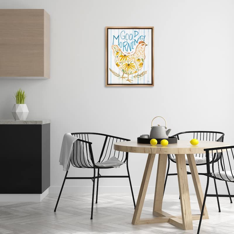 Stupell Good Morning Farmhouse Hen Framed Floater Canvas Wall Art Design By Jessica Mingo