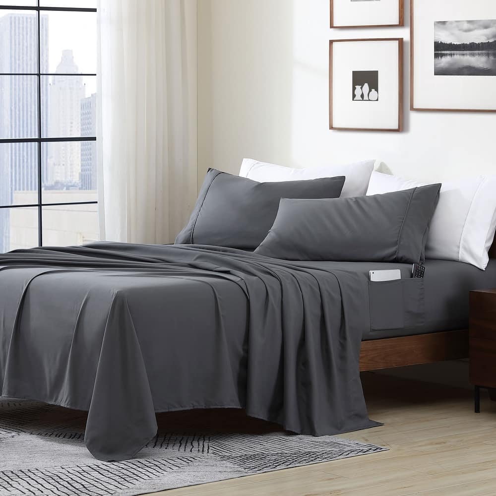 Home Essential Soft Microfiber Smart Sheet Storage Pocket Bedding Sheet Set
