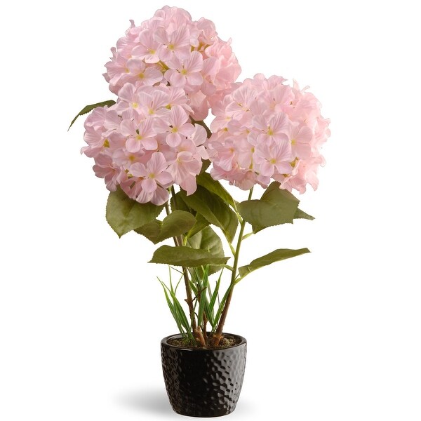 Shop 20" Potted Artificial Pink Hydrangea Flower ...