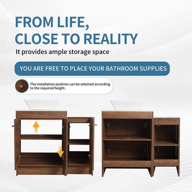 ARTCHIRLY 24/36/48/60 Inch Bathroom Vanity with Sink, Freestanding Bathroom Vanity with Soft Close Door and Shelf