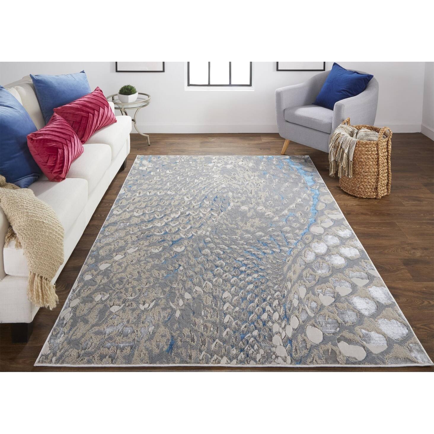 2' X 3' Blue Silver And Gray Geometric Stain Resistant Area Rug 3'6" Bed Bath & Beyond